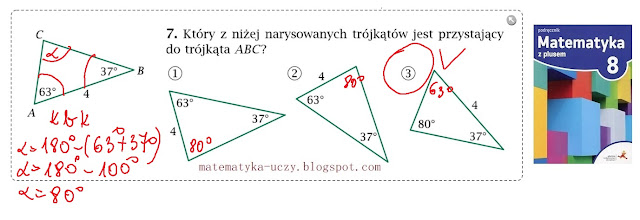 Zad. 7 i 8 str. 76 "Matematyka z plusem 8" Trójkąty i czworokąty