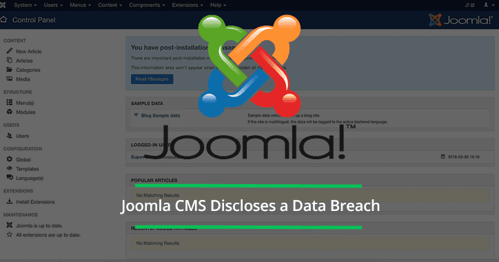 Data breach: A equipa do CMS Joomla divulgou uma violação de dados