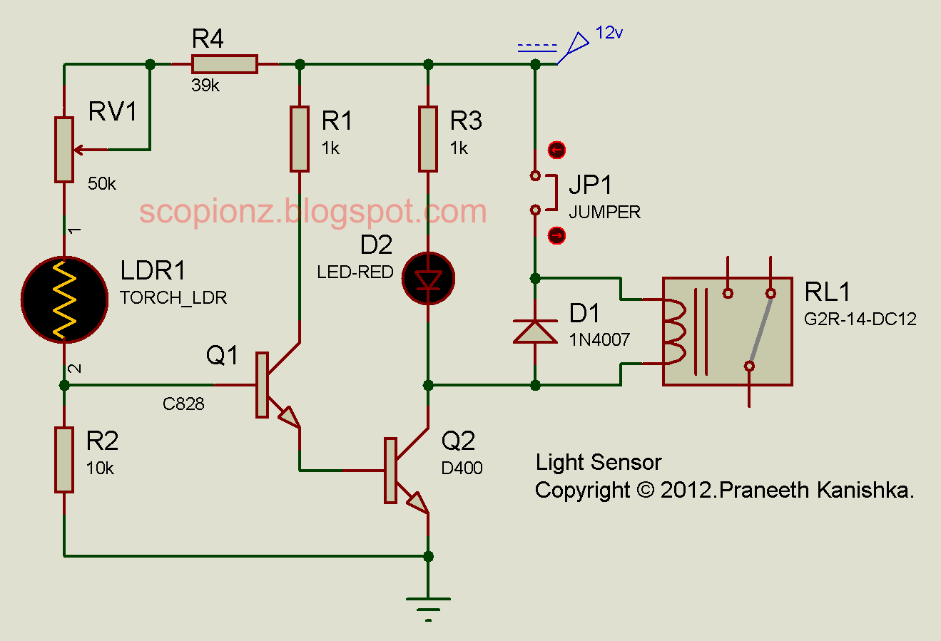 Circuit Diagram Of Light Sensor