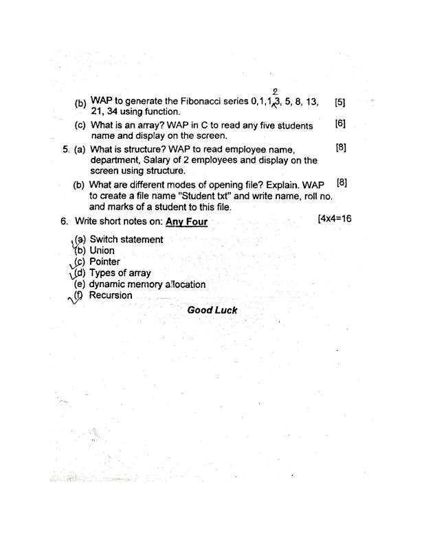 C Programming || 1st Semester Questions Papers || CTEVT Diploma in ...