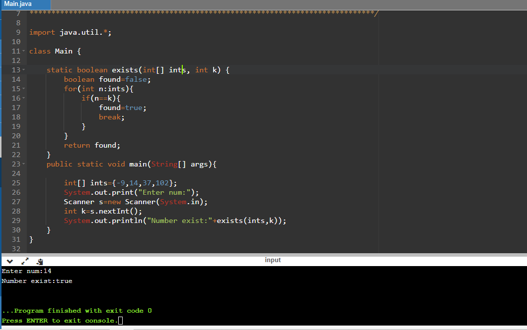Array number present or not