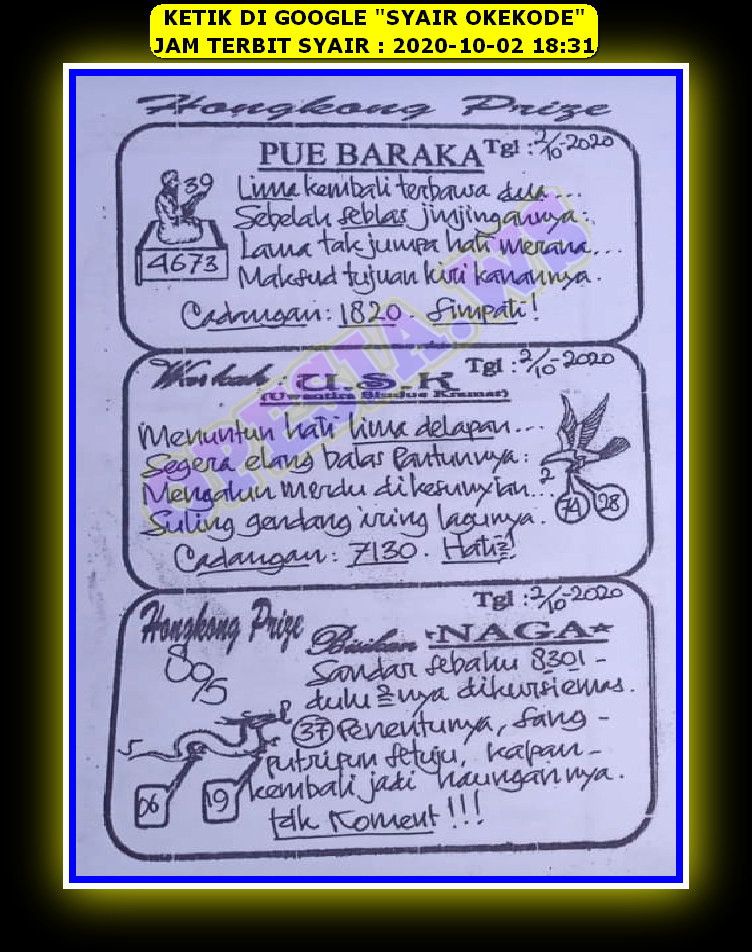 1 New Message Kode Syair Hongkong 2 Oktober 2020 Forum Syair Togel Hongkong Singapura Sydney