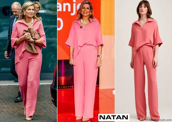 Queen Maxima wore Natan Mia Shirt and Motus wide leg in pink