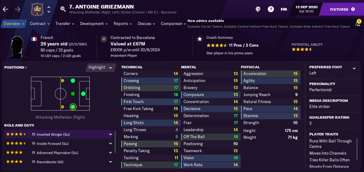 Antoine Griezmann Football Manager 2021 FM21 Antoine Griezmann Football Manager 2021 FM21