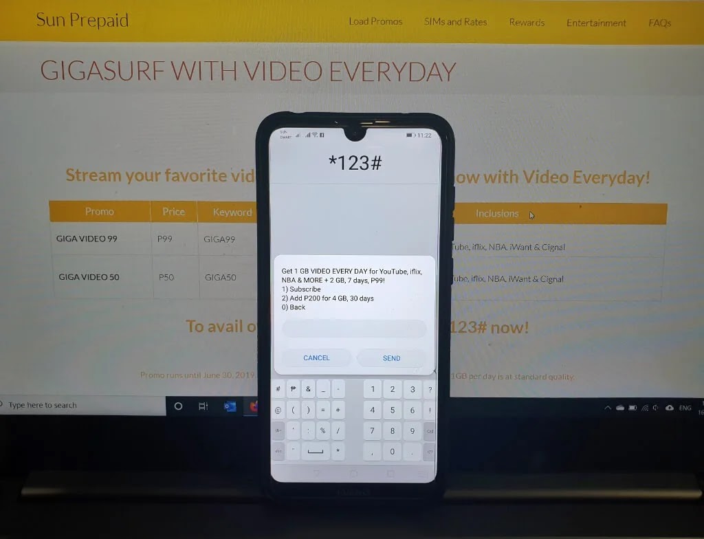 SUN GIGA VIDEO 99; Comes with 9GB of Data for 7 Days for Only 99 Pesos