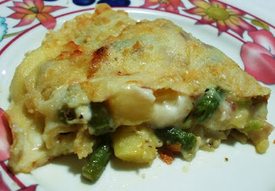 Crespelle con fagiolini, patate e stracchino