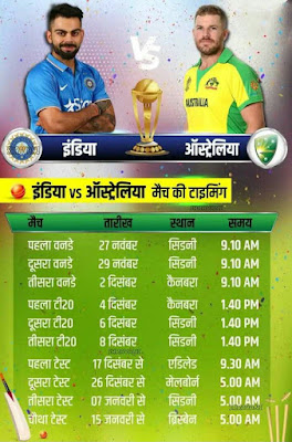 India vs Australia Match Time table 2020