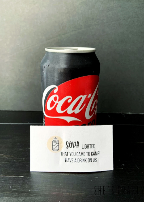 Girls Camp gift ideas for adult leaders, cabin moms and committee members - soda lighted that you came to camp