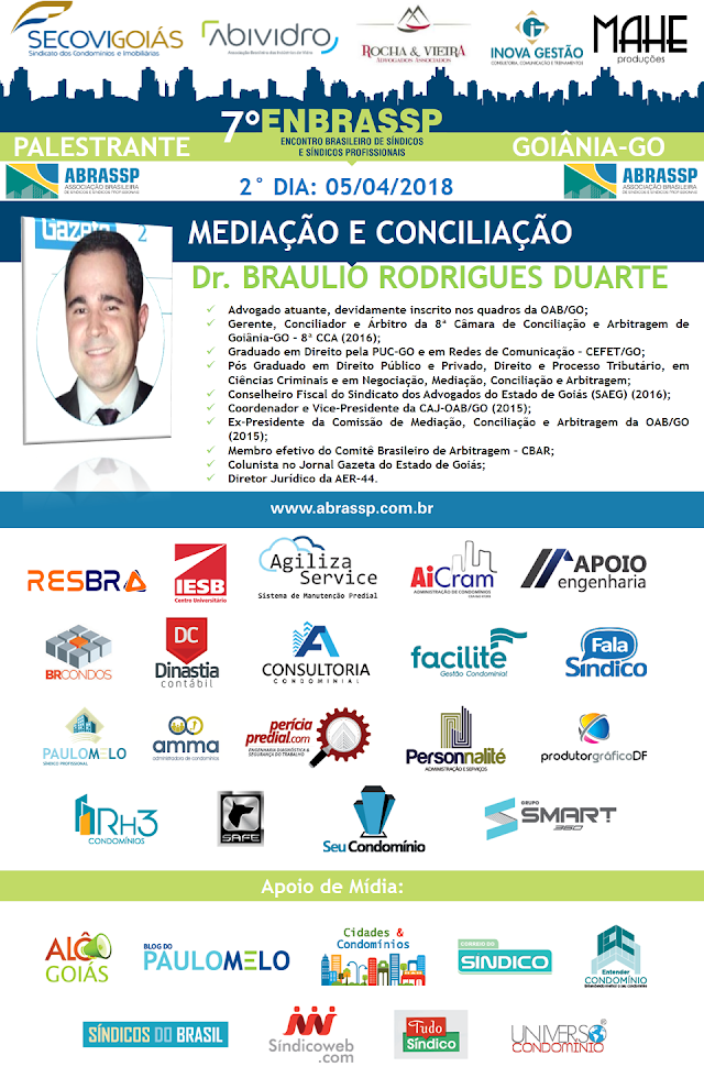 Braulio Rodrigues Duarte será palestrante no 7º Encontro Brasileiro de Síndicos e Síndicos Profissionais 