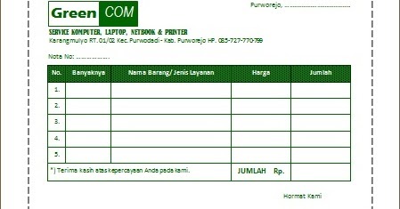 Contoh Nota Jual Pulsa Contohlah F