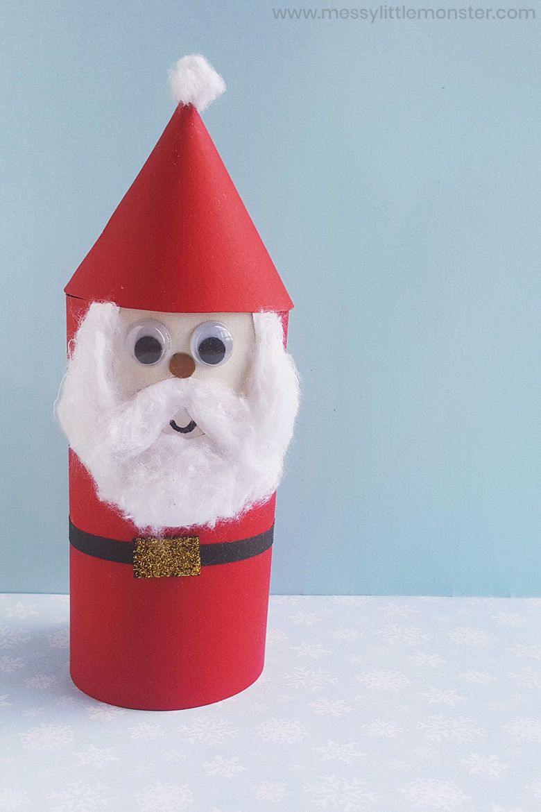 Paper tube Santa Christmas craft for toddlers and preschoolers