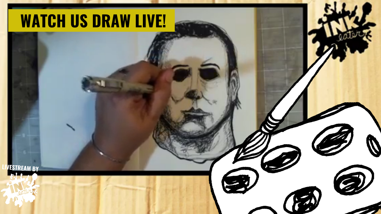 Drawing Michael Myers Line Work Live Time Lapse Inkeater Fort