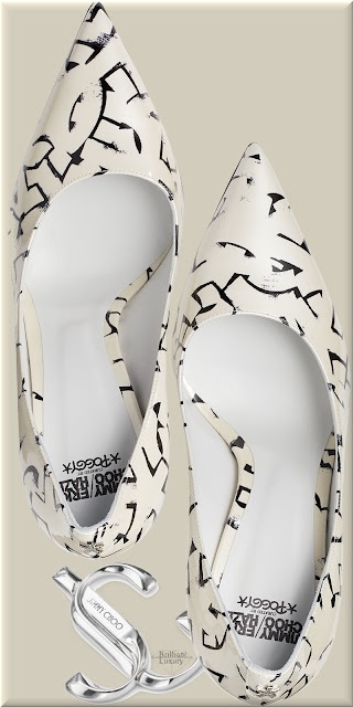 ♦Jimmy Choo ERIC HAZE LOVE white and black artwork printed patent leather pumps #jimmychoo #shoes #brilliantluxury