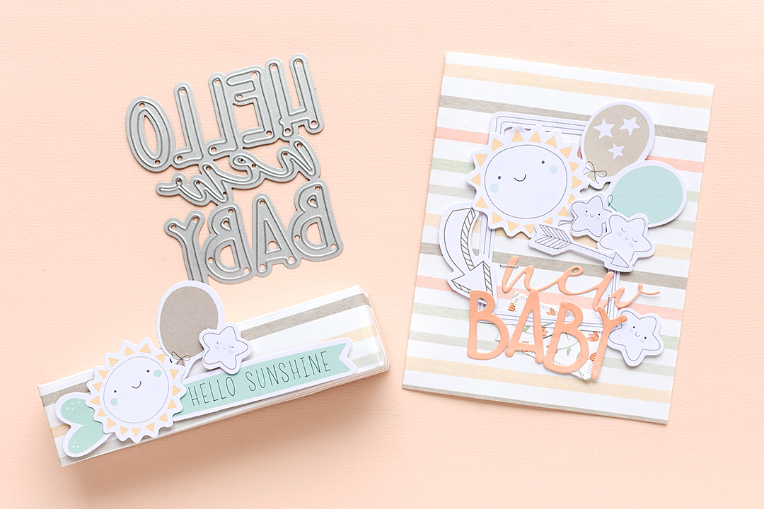 New baby gift idea card and treat box Moda Scrap Treat box with lovely die-cuts and card with paper by Moda Scrap