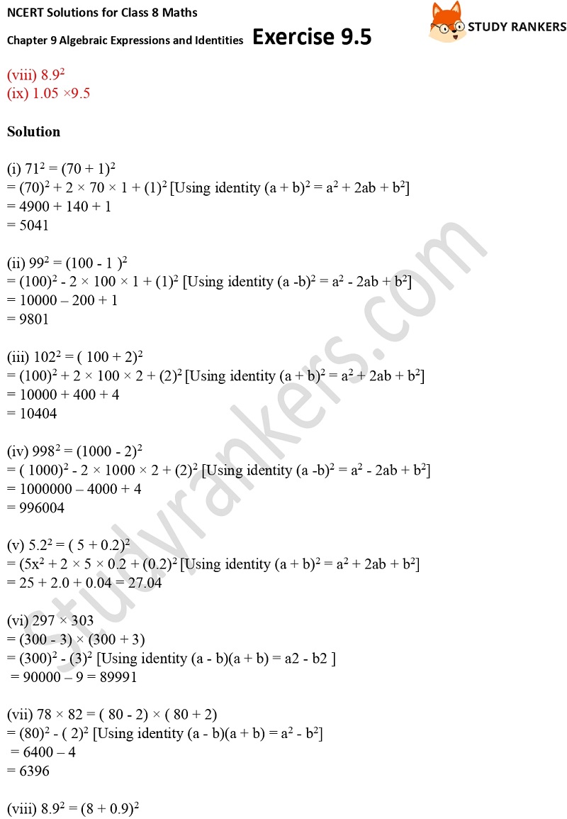 NCERT Solutions for Class 8 Maths Ch 9 Algebraic Expressions and Identities Exercise 9.5 7