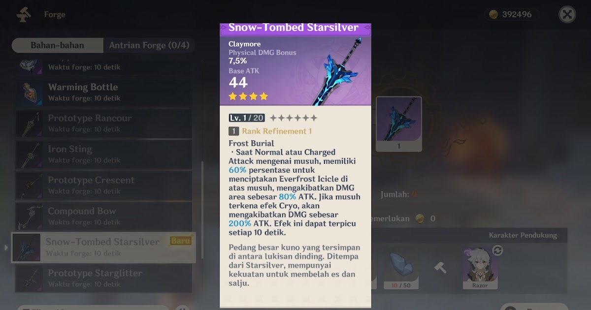 Cara Mendapatkan Pedang B4 Snow Tombed Starsilver Genshin Impact
