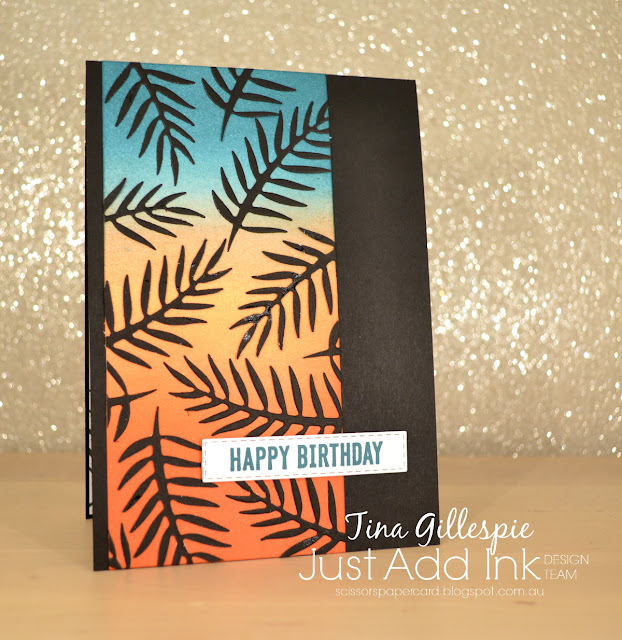 scissorspapercard, Stampin' Up!, Just Add Ink, Tropical Chic, Itty Bitty Birthdays, Tropical Thinlits, Sponge Brayer