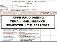 RPPH PAUD Daring BDR Tema Lingkunganku Semester 1 Tahun Pelajaran 2021/2022