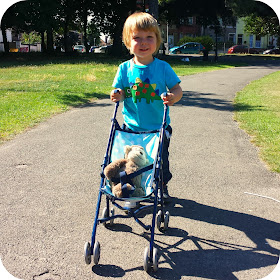 two years old, amazing age, two year old boy with pushchair
