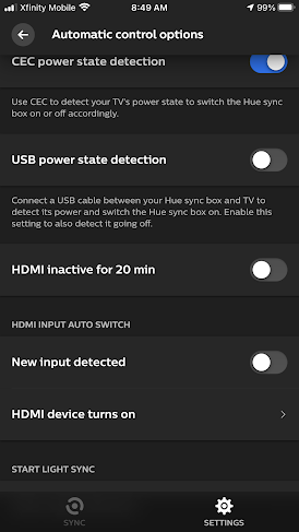Hue app now allows control of the HDMI Sync Box 