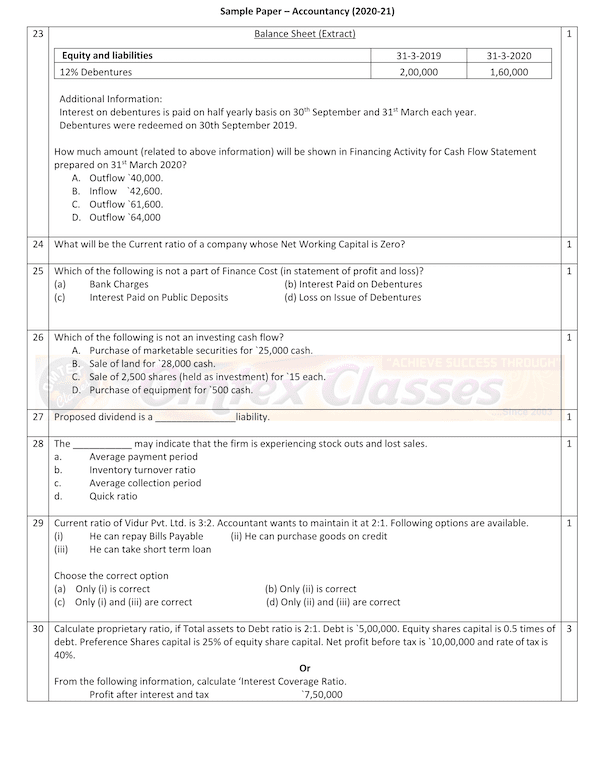 Accountancy SQP Class XII Sample Question Paper & Marking Scheme for Exam 2020-21 Accountancy SQP Class XII Sample Question Paper & Marking Scheme for Exam 2020-21
