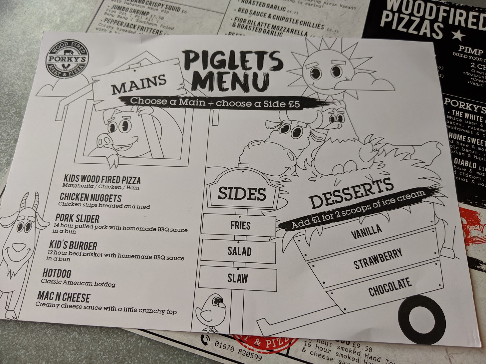 Kids Eat Free at Porky's - A Review  - kids menu 