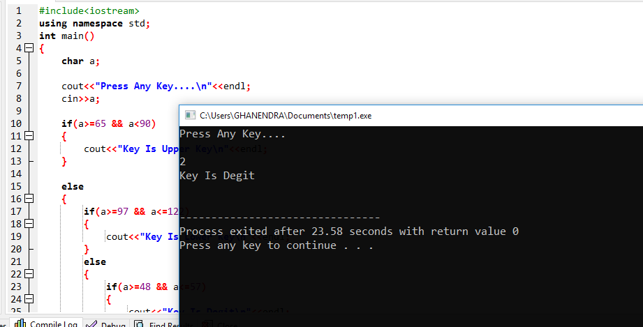 C++ Program To Check Upper Case Lower Case Digit And Special Symbol
