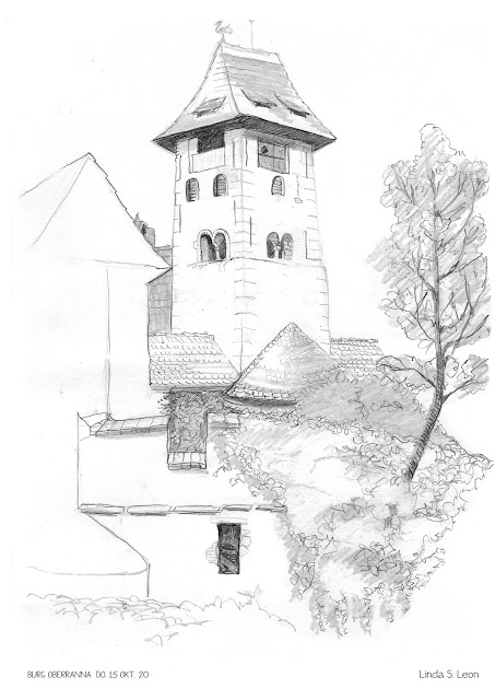 Burg Oberranna in the Wachau - sketched on location by Linda S. Leon