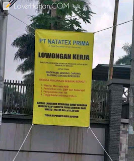 Lowongan Kerja Terbaru PT Natatex Prima Tahun 2020 Rancaekek