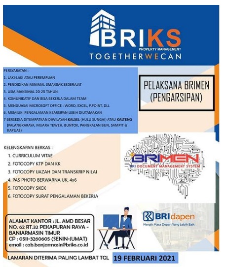 Lowongan Kerja SMA SMK PT Bringin Karya Sejahtera (BRI GROUP) Februari