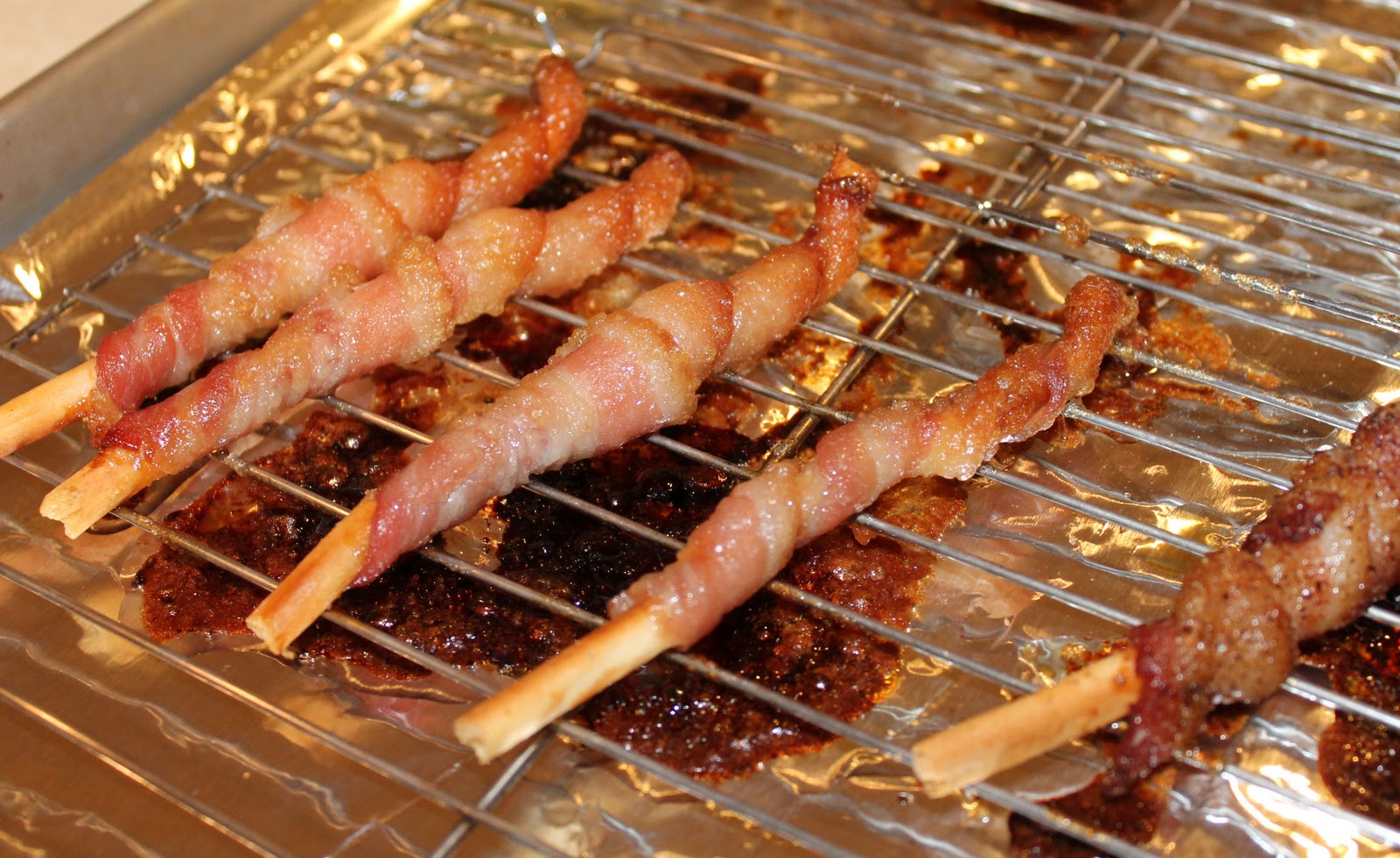 Sweet and Spicy Bacon Wrapped Breadsticks