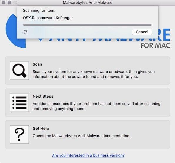 Malwarebytes Anti-Malware per Mac eliminare ransomware KeRanger