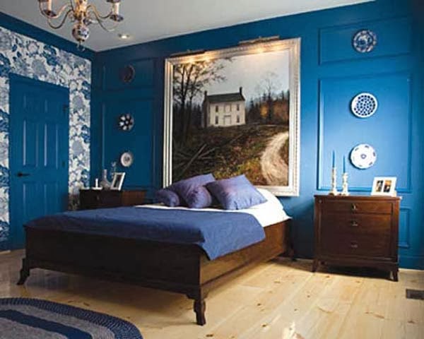 Dormitorio en azul y marrón - Ideas para decorar dormitorios