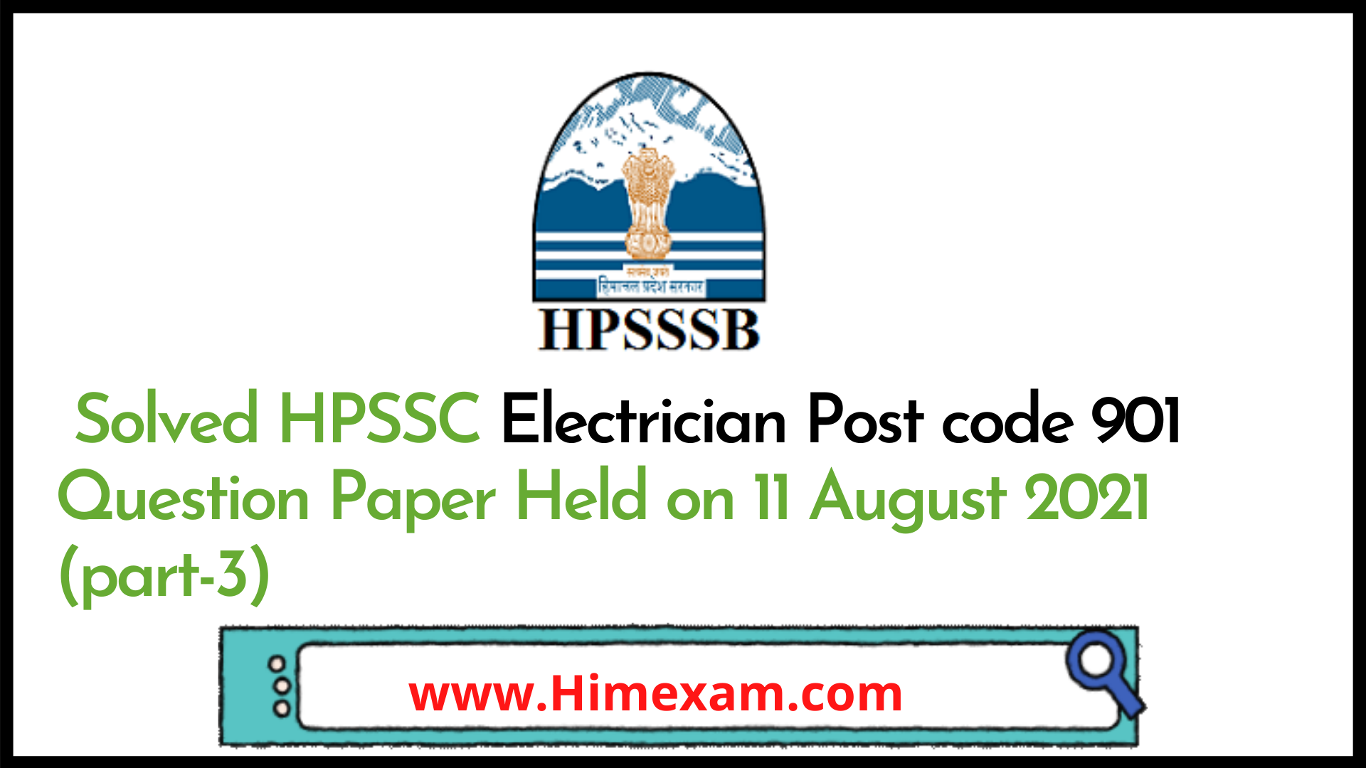 Solved HPSSC Electrician Post code 901 Question Paper Held on 11 August 2021(Part-3) Solved HPSSC Electrician Post code 901 Question Paper Held on 11 August 2021(Part-3)