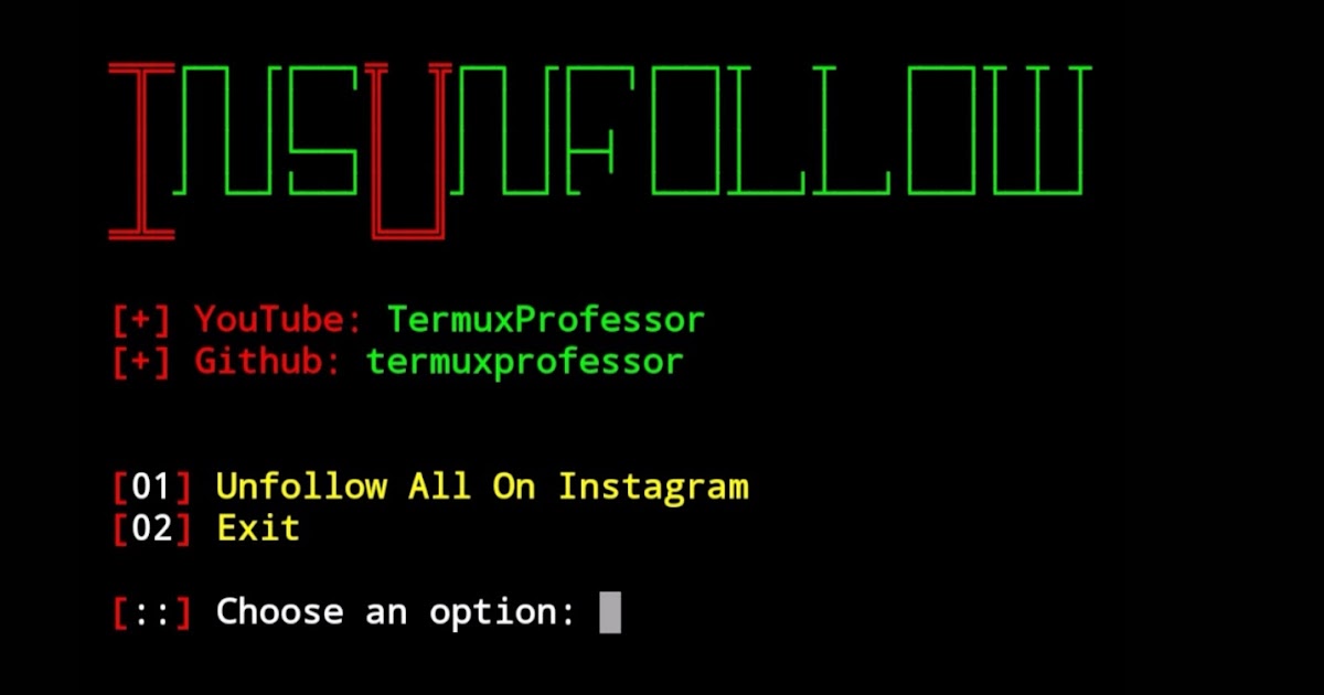 Termux Script For Unfollow All Your Instagram Followers