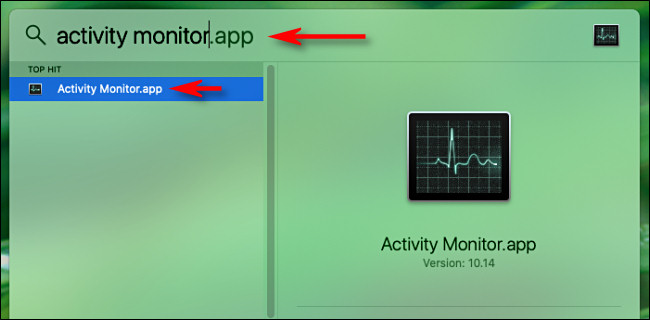 افتح Spotlight Search على Mac واكتب "Activity Monitor" ثم اضغط على Return.