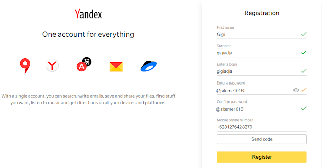 Create Yandex Account