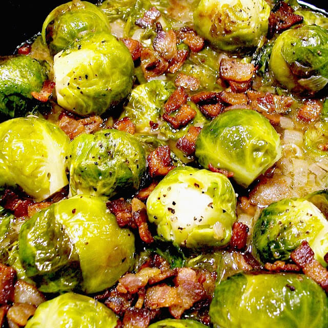 Brussels Sprouts with Bacon and Shallots Bobbi's Kozy Kitchen
