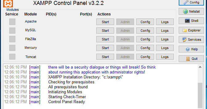 Database Laboratory: Start XAMPP and MySQL/MariaDB