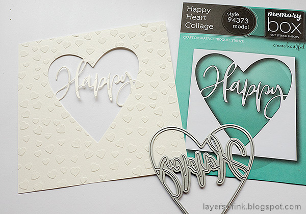 Layers of ink - Panda Shaker Card Tutorial by Anna-Karin Evaldsson. Die cut the heart window.