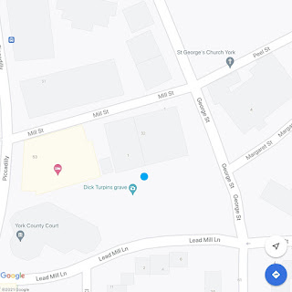 Google Map showing location of Skulferatu #48 near to Dick Turpin's grave