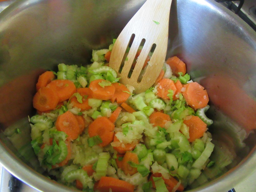 Sauté onion, carrots and celery