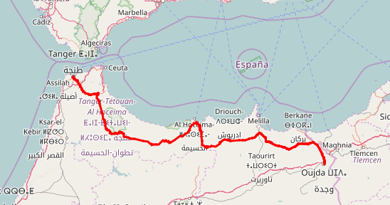 Route Nationale Numéro 2 (RN2 ou N2) Maroc Maps