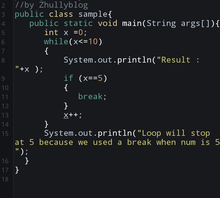Break statement in Java