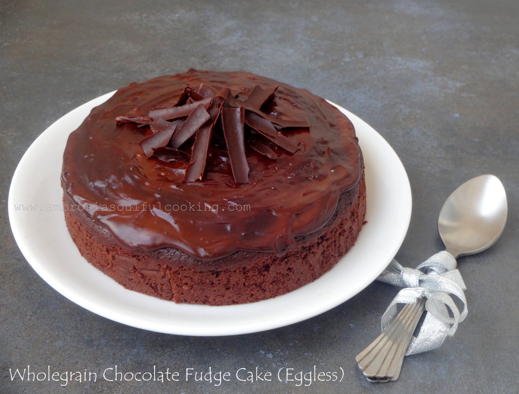 Eggless Wholegrain Chocolate Fudge Cake Ambrosia