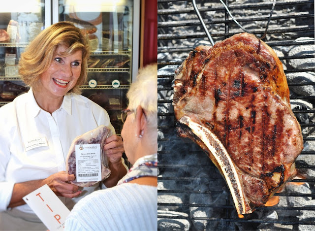 Fleisch-Sommelière Astrid Gräfin zu Münster mit einem Steak von der Färse
