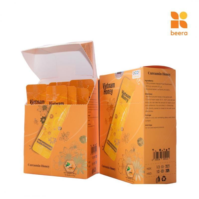 [BEERA] Mật Ong Tinh Nghệ Curcumin Dạng Hộp (15g x12) – Vietnam Honey