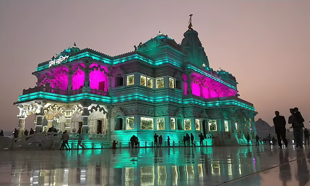 Prem Mandir Vrindavan changing light Night View picture