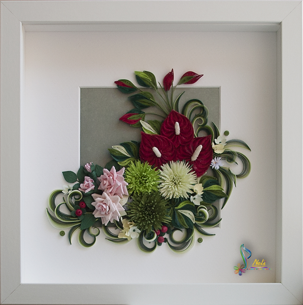 Neli Quilling Art Quilling paper art in frame ( 25 cm / 25 cm )