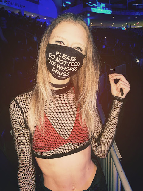 Please Do Not Feed The Whores Drugs face mask. PYGear.com